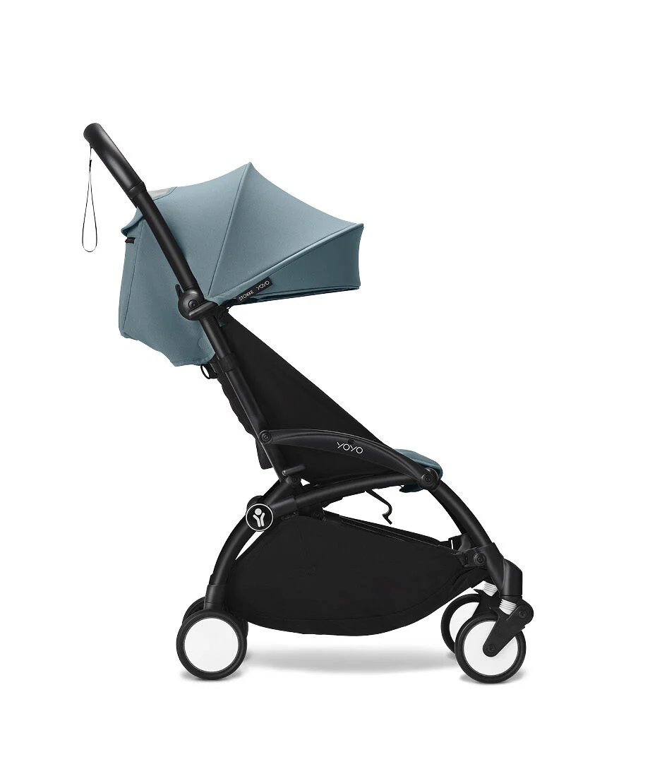 STOKKE PASSEGGINO YOYO³ DA 6 MESI TELAIO WHITE/BLACK + RIVESTIMENTO AQUA 646001+646409