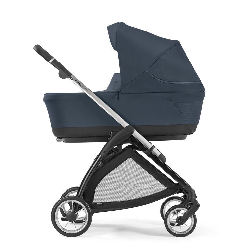 INGLESINA TRIO SYSTEM QUATTRO ELECTA HUDSON BLUE CON TELAIO SILVER BACK E SEGG. DARWIN INFANT RECLINE KA52R0HDB