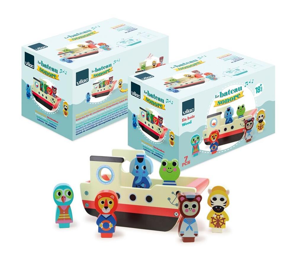 VILAC BATTELLO CON ANIMALI SONORI IN LEGNO 7643
