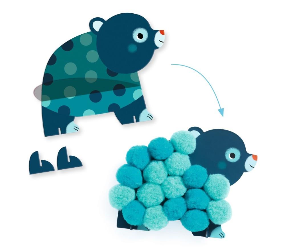 DJECO POM-POM COLLAGE – ANIMALS AND POM-POM CIRCLES DJ00049