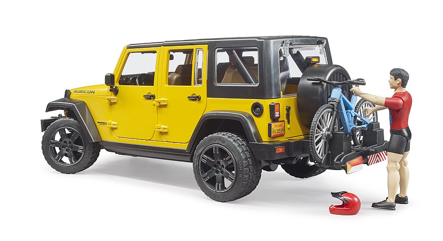 BRUDER JEEP WRANGLER RUBICON CON MOUNTAIBIKE E CICLISTA 2543