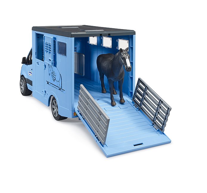 BRUDER MB SPRINTER TRASPORTO ANIMALI CON 1 CAVALLO 02674