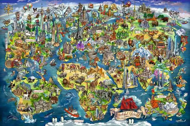 RAVENSBURGER PUZZLE MAPPA DEL MONDO ILLUSTRATA 5000 PZ 01738