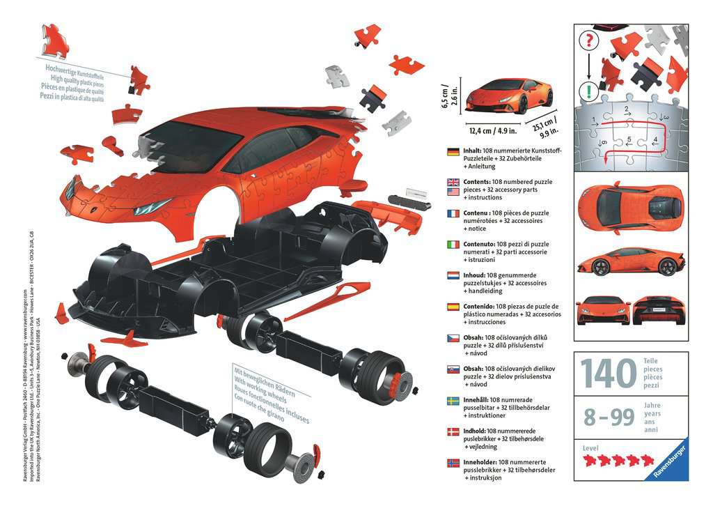 RAVENSBURGER 3D PUZZLE LAMBORGHINI HURACÁN EVO 11238