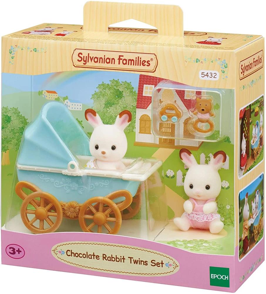 SYLVANIAN FAMILIES GEMELLI CONIGLIO CIOCCOLATO E CARROZZINA 5432