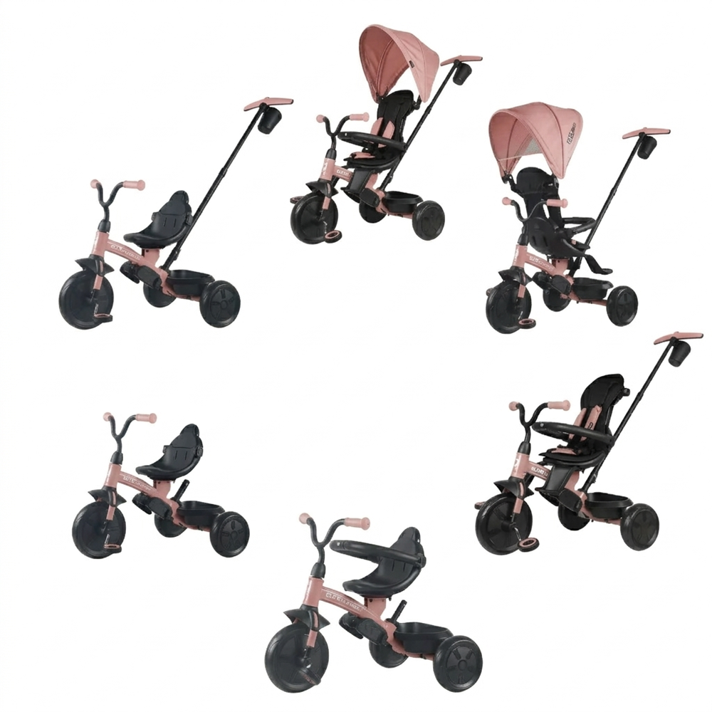 QPLAY TRICYCLE ELITE PLATIN 6IN1 360 PINK