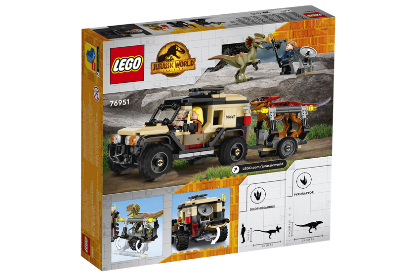 LEGO JURASSIC WORLD TRASPORTO DEL PIRORAPTOR E DEL DILOFOSAURO 76951