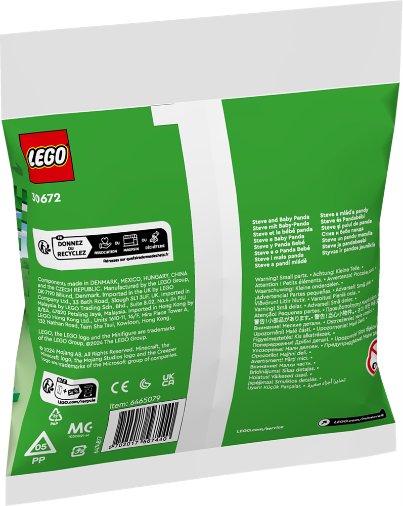 LEGO MINECRAFT STEVE E BABY PANDA 30672