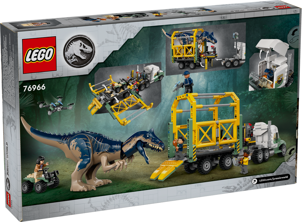 LEGO JURASSIC WORLD MISSIONE DINOSAURO CAMION DI TRASPORTO DELL’ALLOSAURO 76966