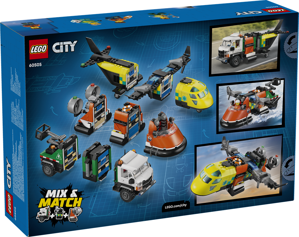 LEGO CITY REMIX AEREO, CAMION DI SERVIZIO E HOVERCRAFT 60505
