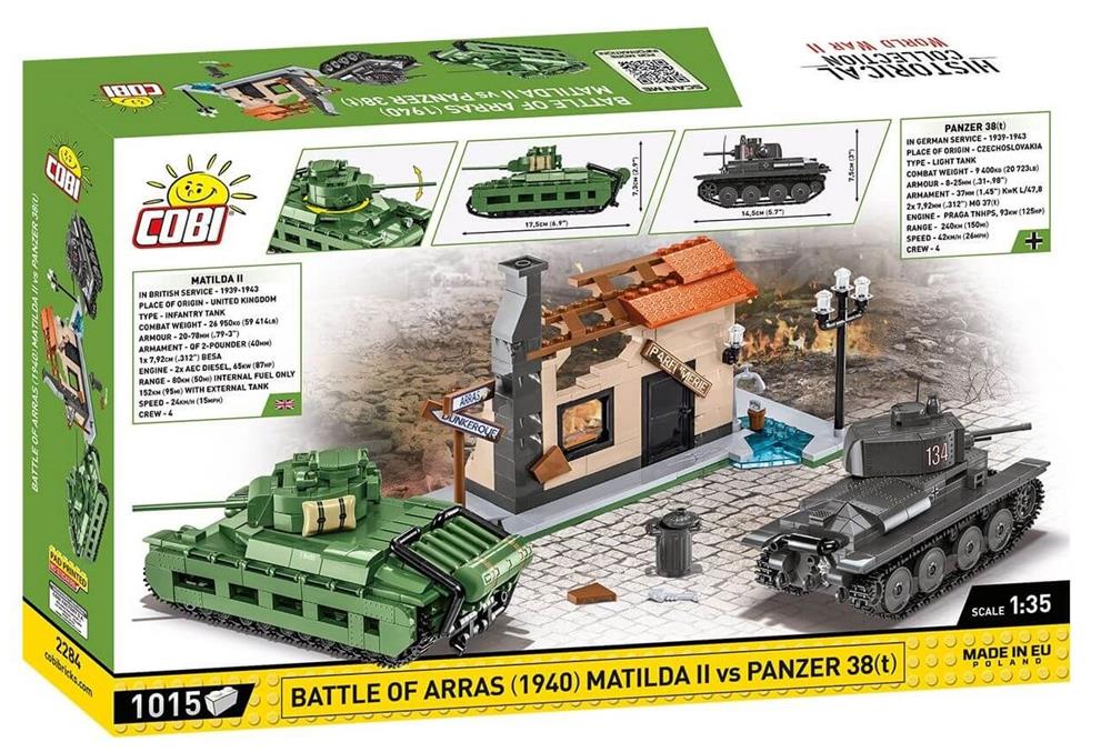 COBI HISTORICAL COLLECTION WWII BATTAGLIA DI ARRAS 1940 MATILDA II VS PANZER 38(T) 2284