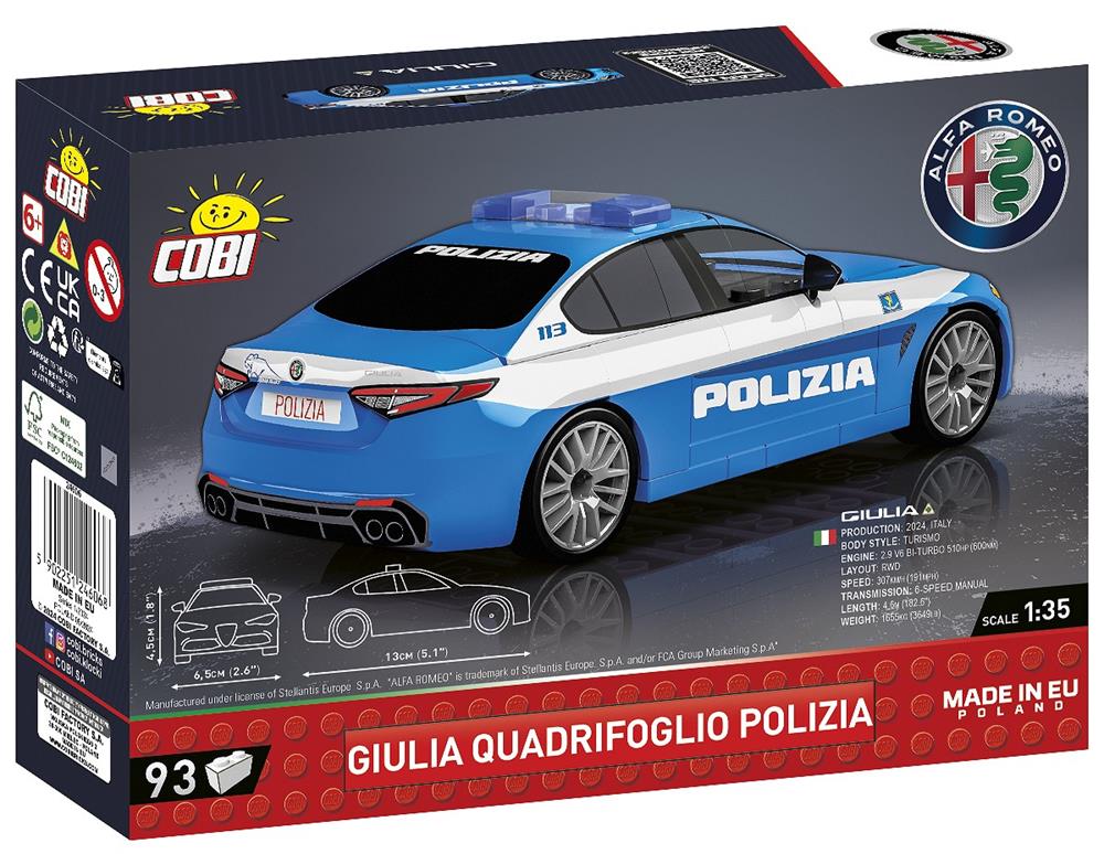 COBI CARS ALFA ROMEO GIULIA QUADRIFOGLIO POLIZIA 24606