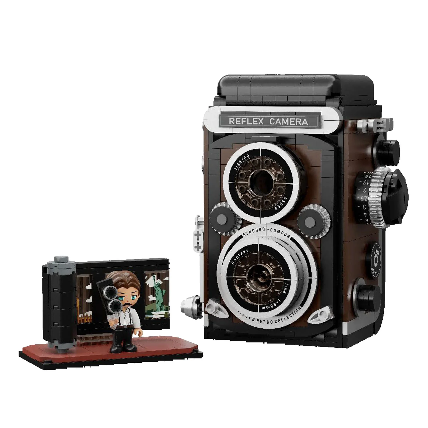 PANTASY SET DI MATTONCINI RETRÒ - FOTOCAMERA REFLEX A DOPPIO OBIETTIVO PAN85050