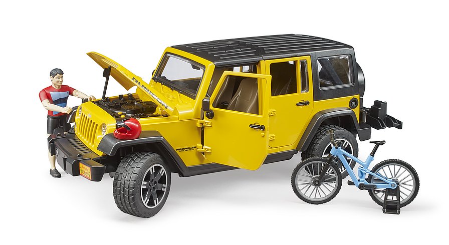 BRUDER JEEP WRANGLER RUBICON CON MOUNTAIBIKE E CICLISTA 2543