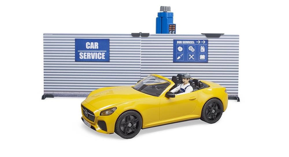 BRUDER OFFICINA AUTOMOBILI CON BRUDER ROADSTER E ACCESSORI 62110