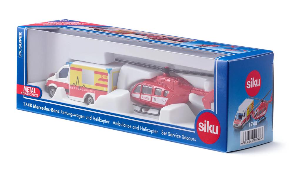 SIKU AMBULANZA MERCEDES-BENZ CON ELICOTTERO 1748