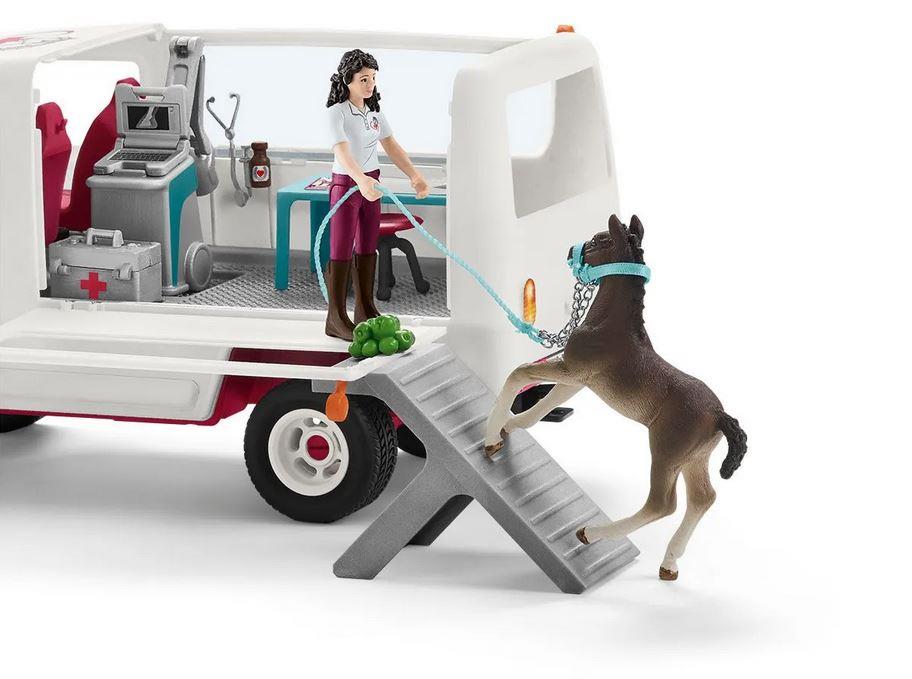 SCHLEICH VAN DELLA VETRINARIA CON PULEDRO E ACCESSORI 42439