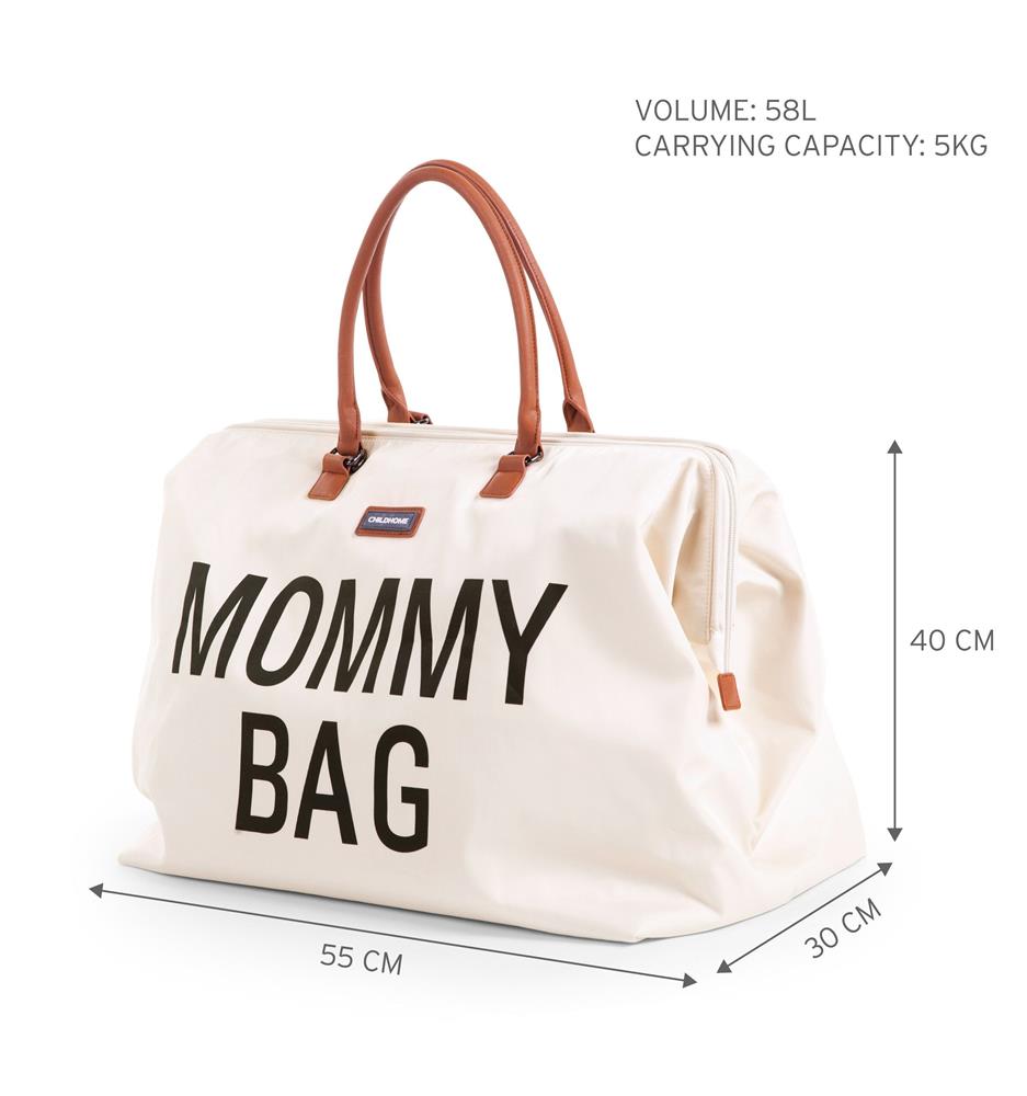 CHILDHOME MOMMY BAG BORSA PER IL CAMBIO - SIGNATURE - TELA BIANCO SPORCO NERO