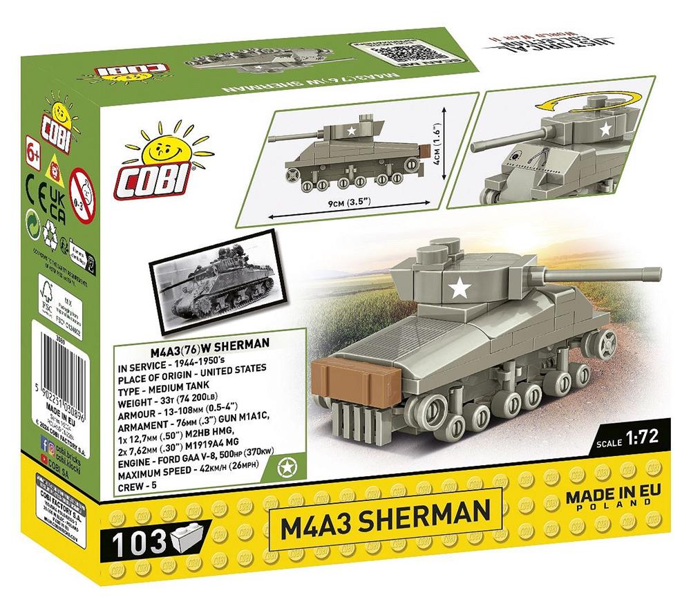 COBI HISTORICA COLLECTION WWII M4A3 SHERMAN 3089