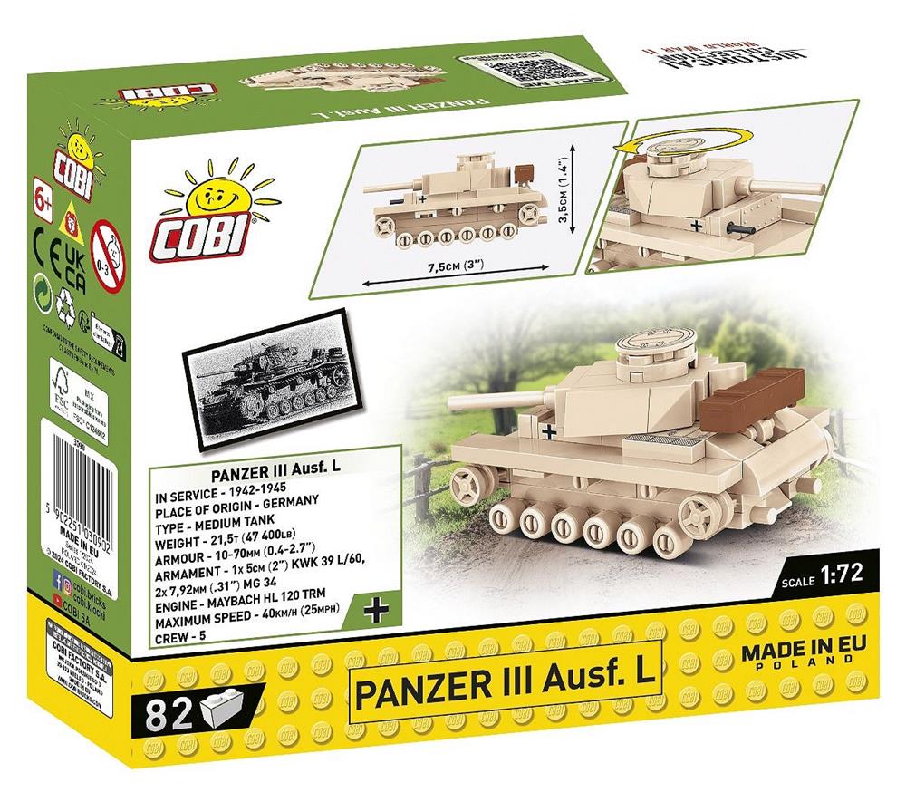 COBI HISTORICAL COLLECTION WWII Panzer III Ausf.L 3090