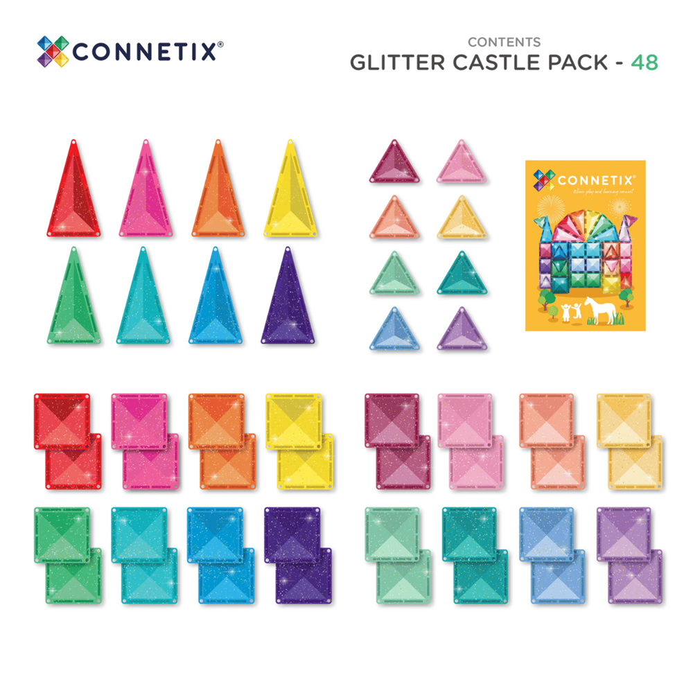 CONNETIX PANNELLI MAGNETICI SET GLITTER CASTEL 48 PZ CONNETIX PANNELLI MAGNETICI SET GLITTER CASTEL 48 PZ