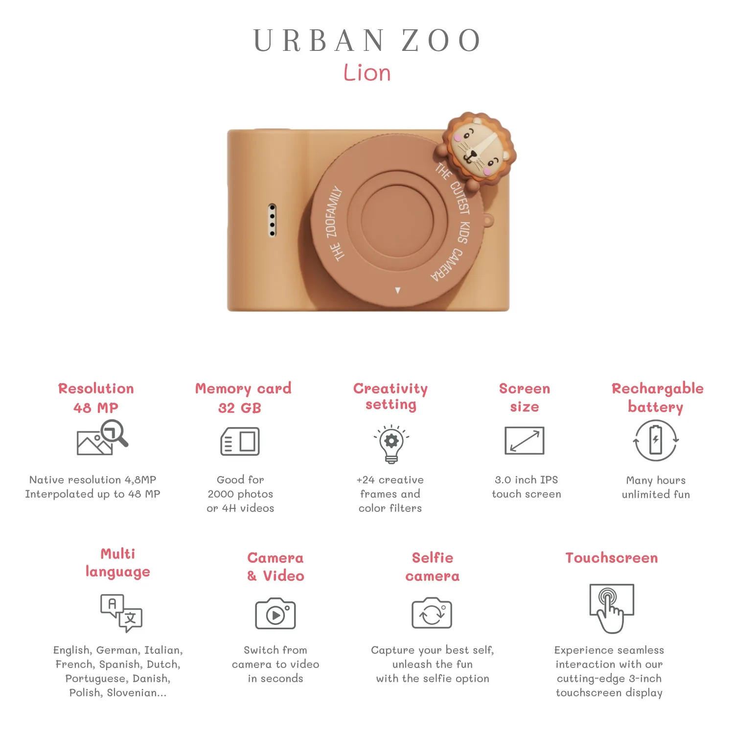 THE ZOOFAMILY URBAN ZOO LION - FOTOCAMERA PER BAMBINI