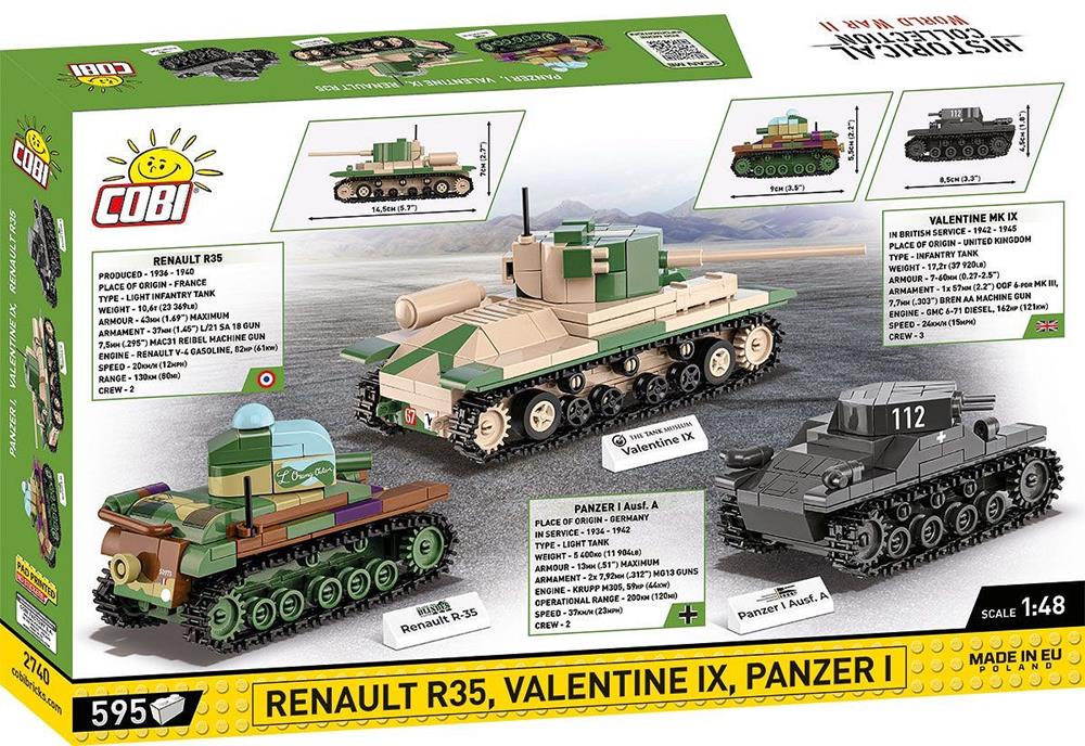 COBI ARMED FORCES RENAULT R35 - VALENTINE IX - PANZER I 2740