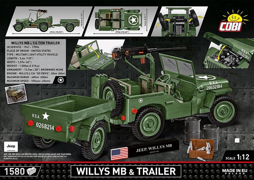 COBI HISTORICAL COLLECTION WWII WILLYS MB & TRAILER - EXECUTIVE EDITION 2804