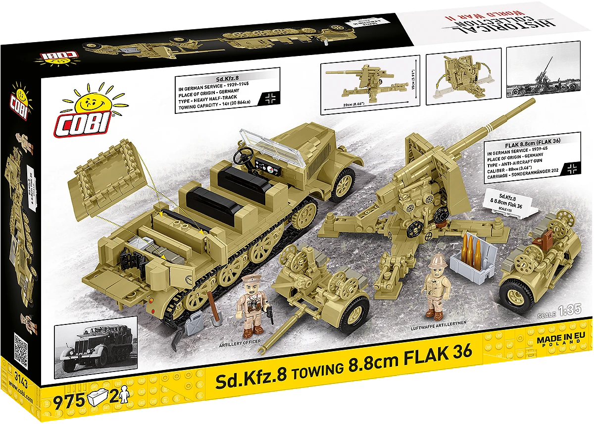 COBI HISTORICAL COLLECTION WWII SD.KFZ.8 TOWING 8.8 CM FLAK 36 3143 COBI HISTORICAL COLLECTION WWII SD.KFZ.8 TOWING 8.8 CM FLAK 36 3143